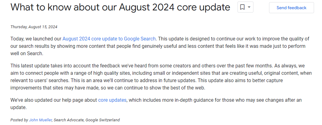 Core Update Sierpień 2024 – jakie nowości wchodzą w życie?