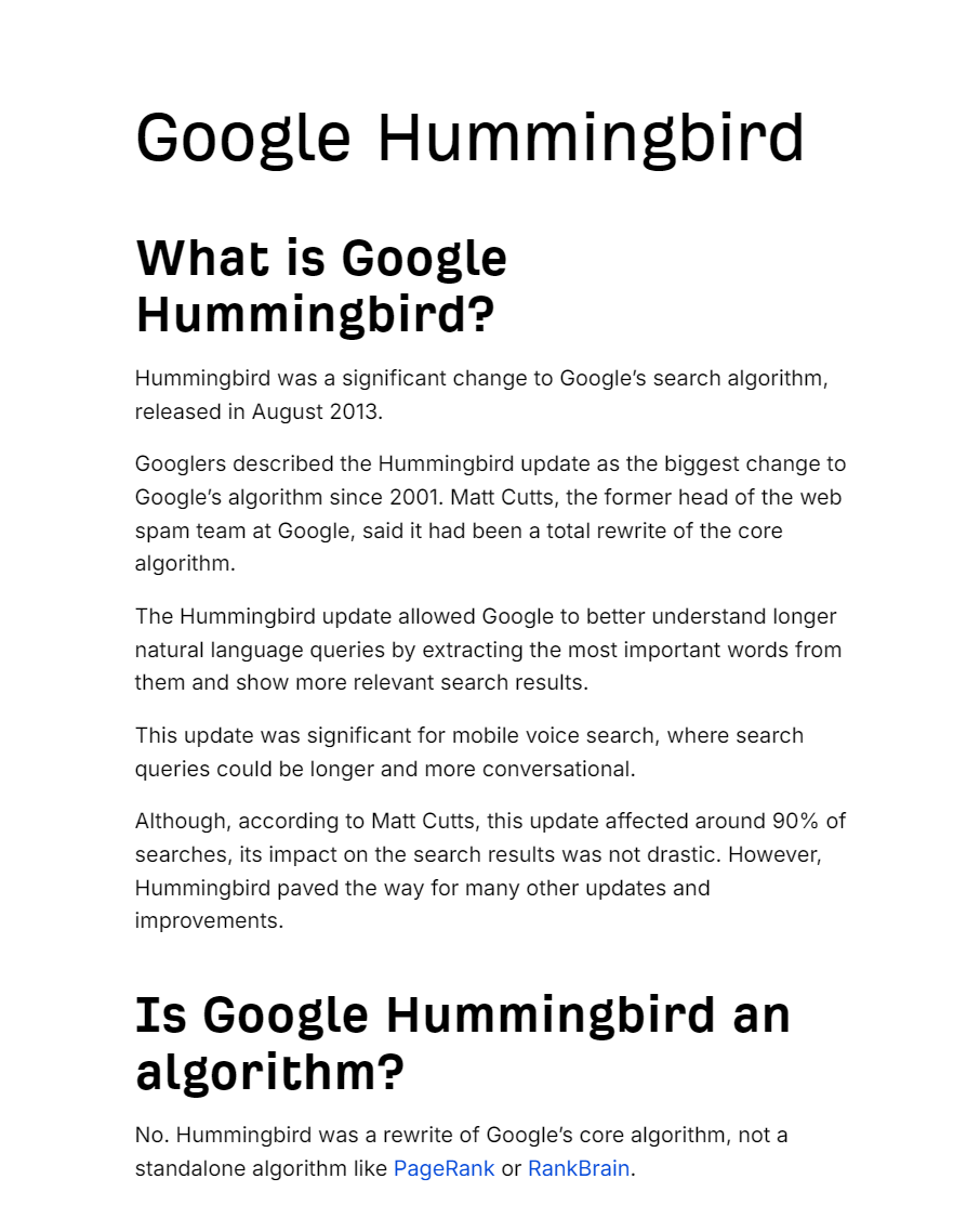 Algorytm Google Hummingbird (koliber)