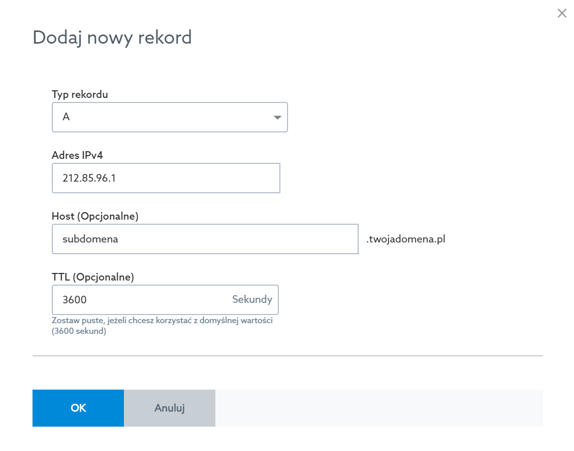 Jak utworzyć rekord CNAME?