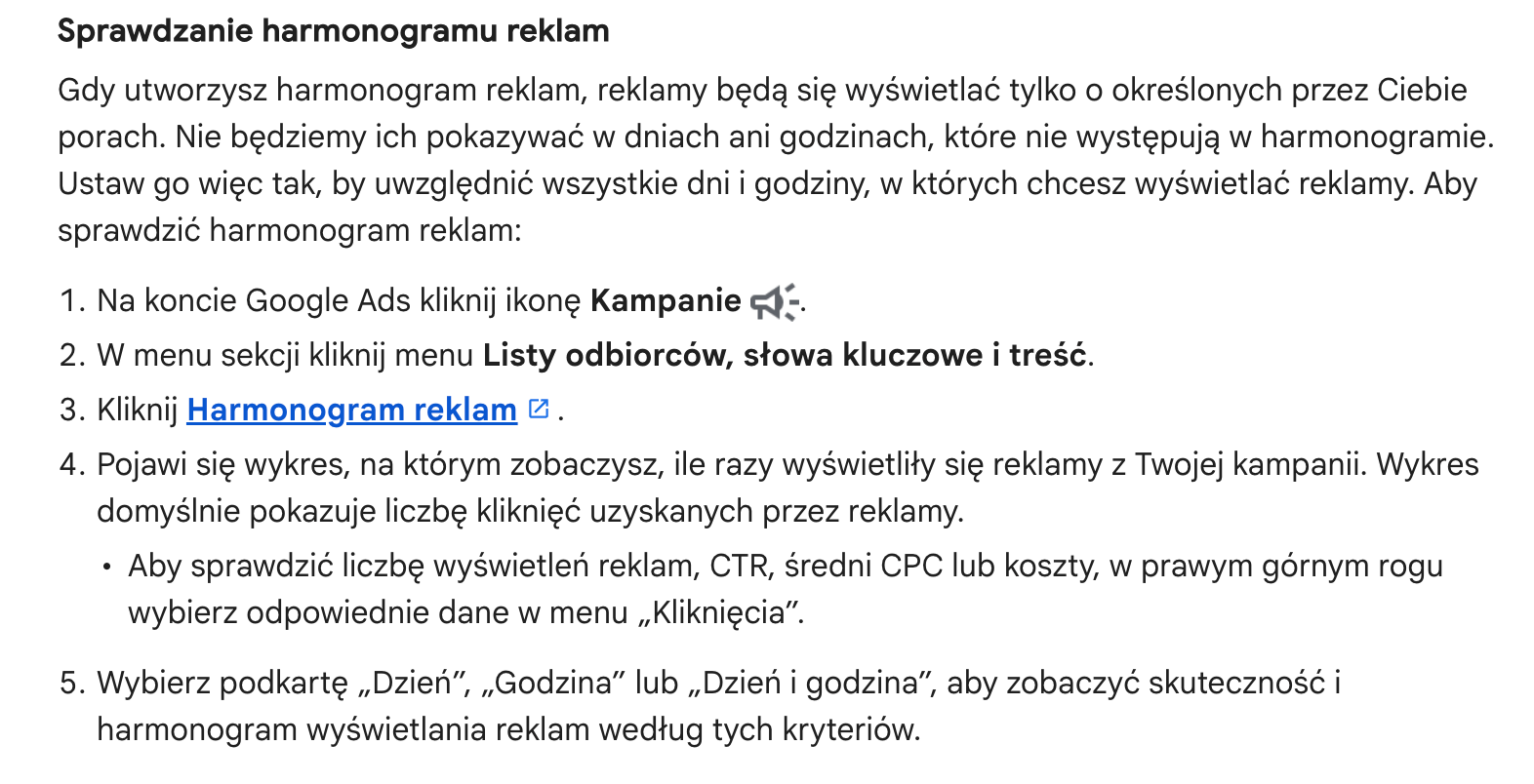 Harmonogram reklam w Google Ads