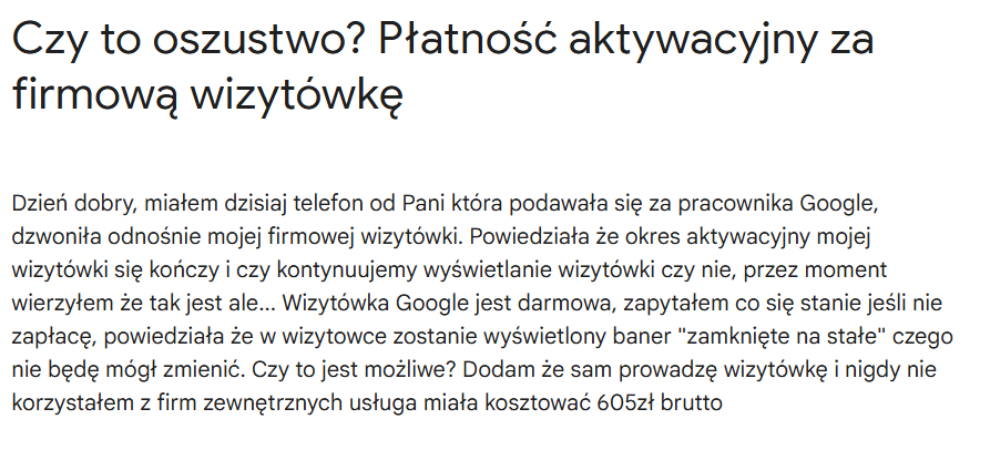 Wizytówka Google Moja Firma – najpopularniejsze oszustwa i metody wyłudzania pieniędzy